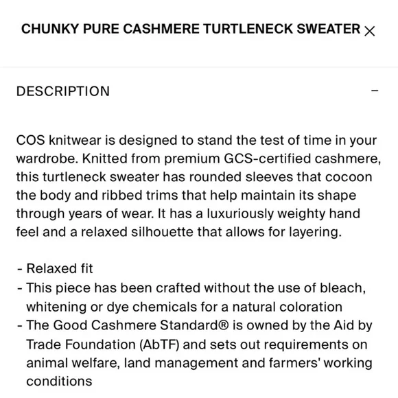 COS Chunky Pure Cashmere Turtleneck Sweater Beige Size Large - Picture 5 of 9